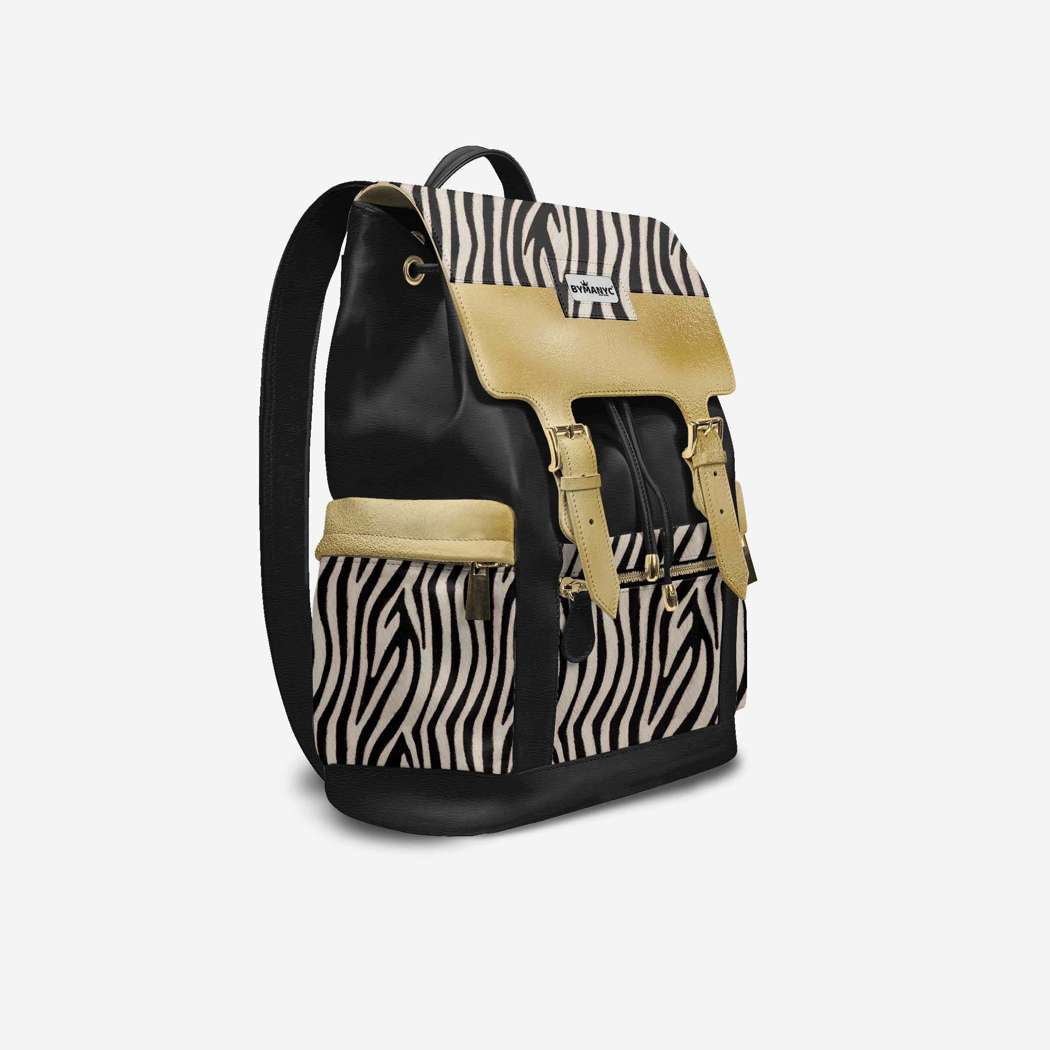 Luxury Vegan Backpack ZEBRA GOLD EDGE – BYMANYC ® New York