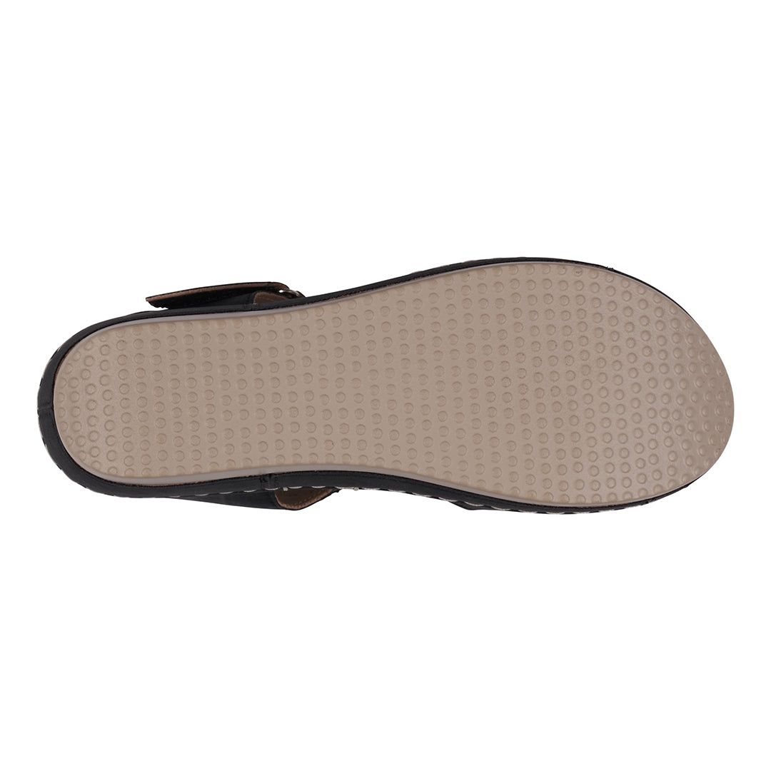 GC Shoes Maxwell Black Flower Velcro Slingback Wedge Sandals