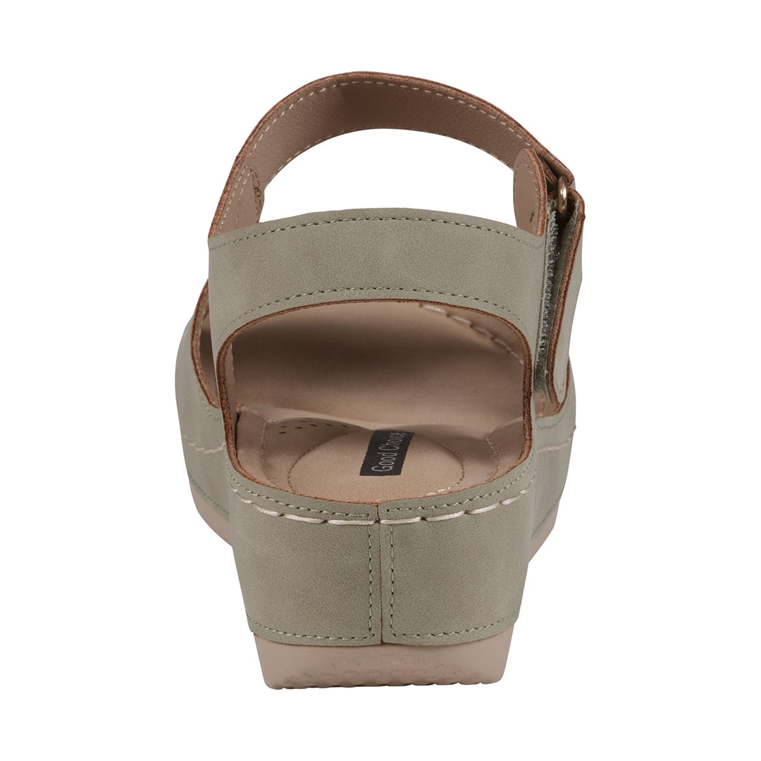 GC Shoes Maxwell Green Flower Velcro Slingback Wedge Sandals