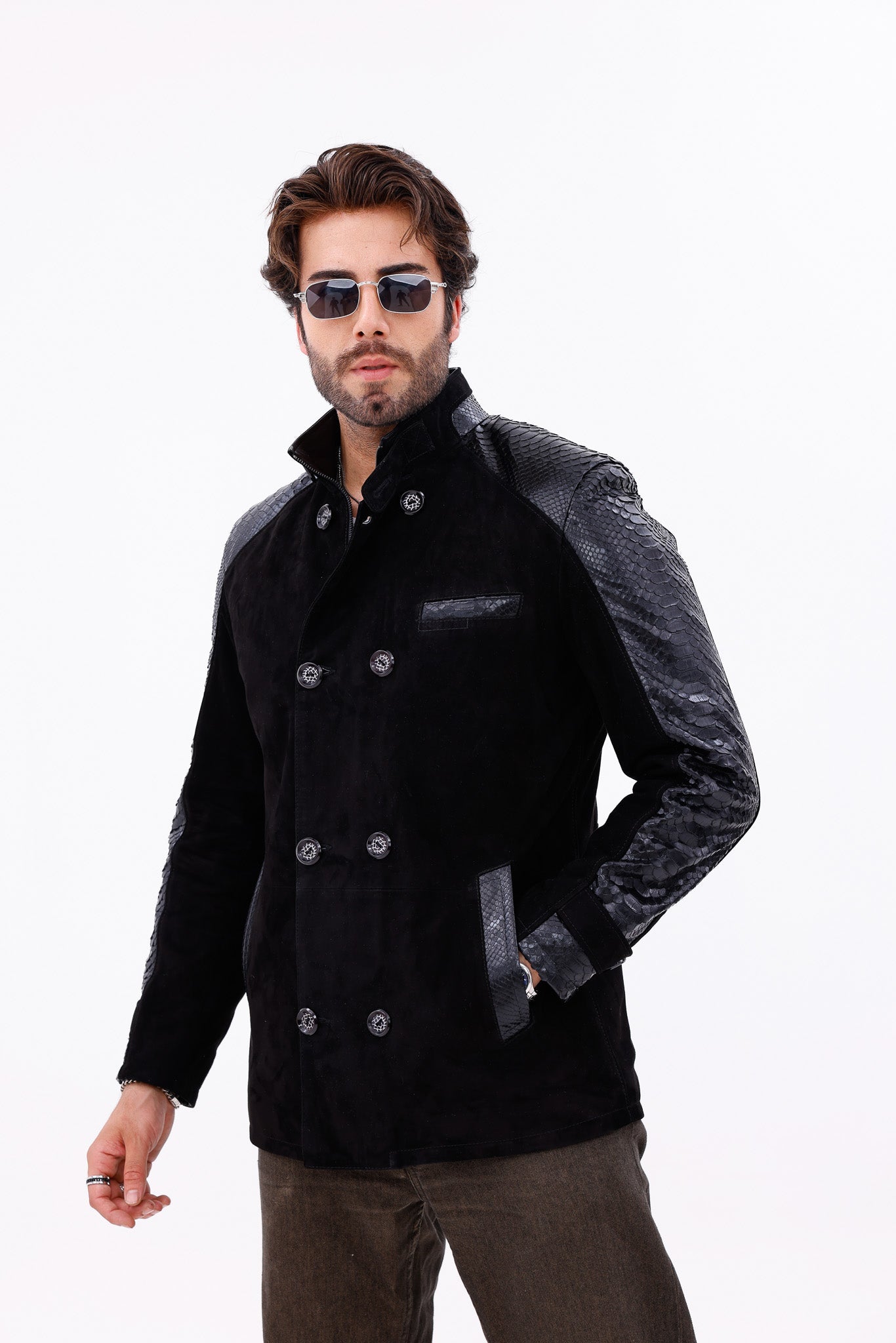 The Ravello Black Pythn Leather Men Jacket