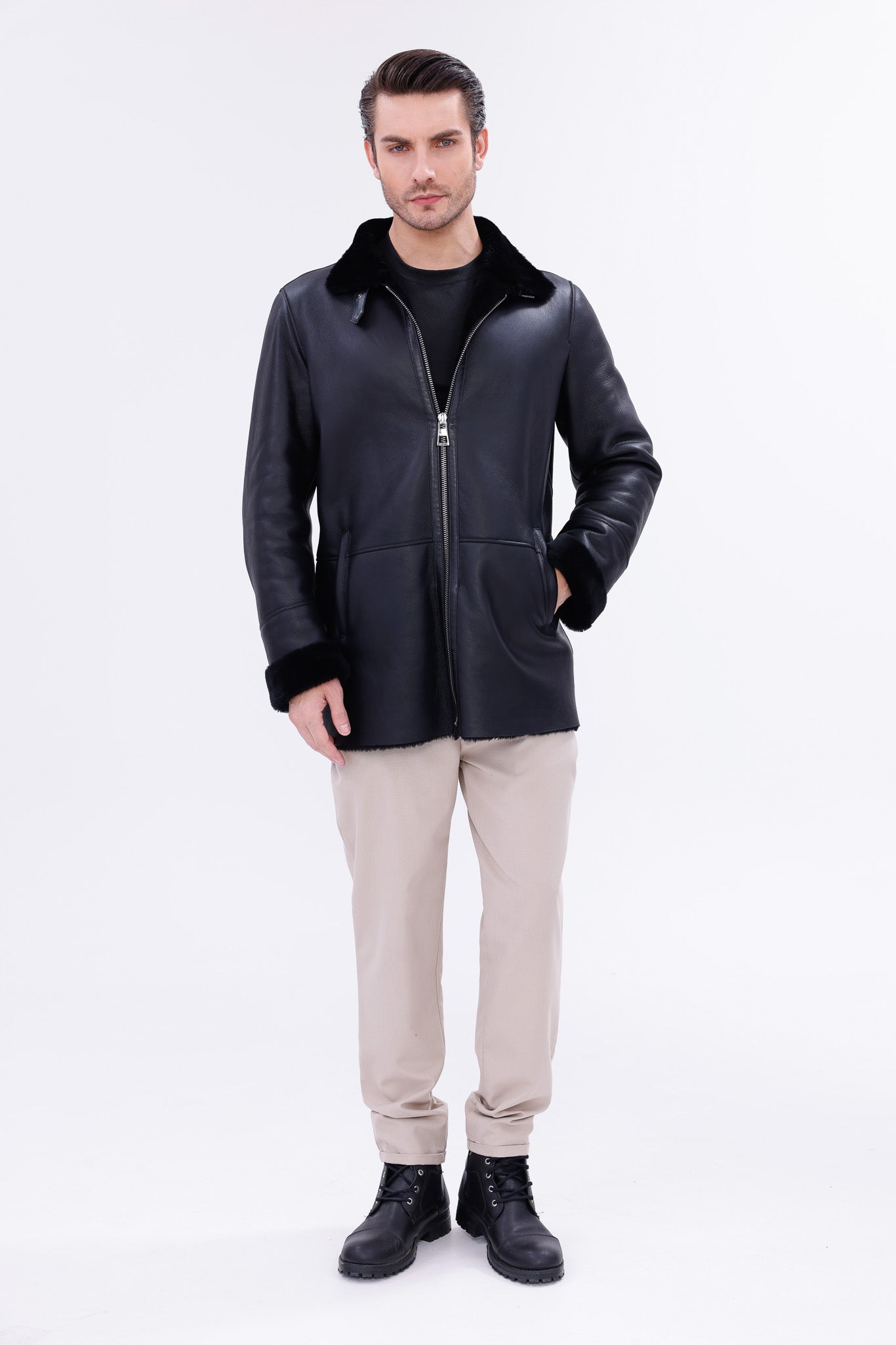 The Treviso Black Shearling Men Jacket