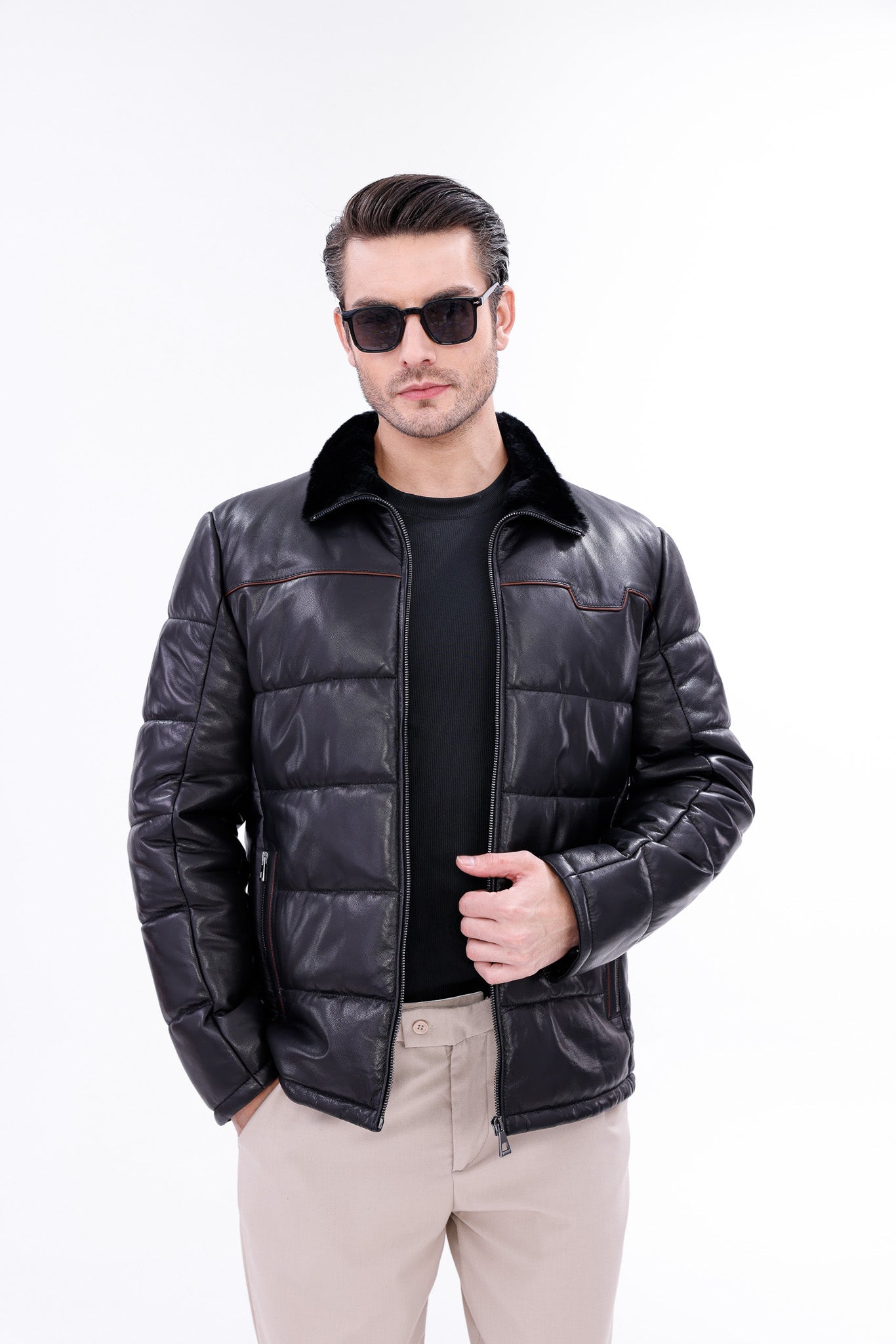 The Valtina Black Shearling Men Jacket