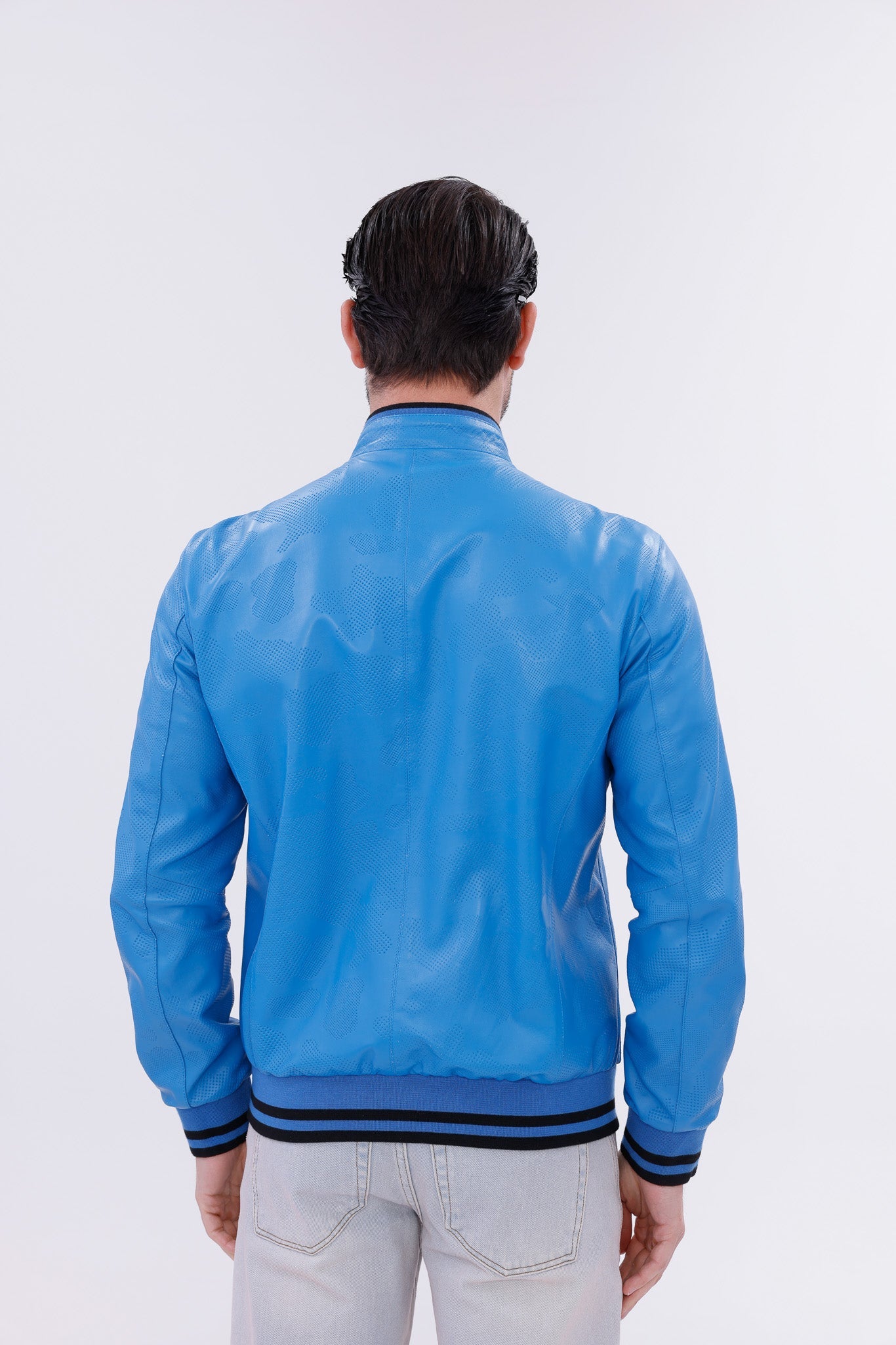 The Monza Sky Blue Leather Men Jacket