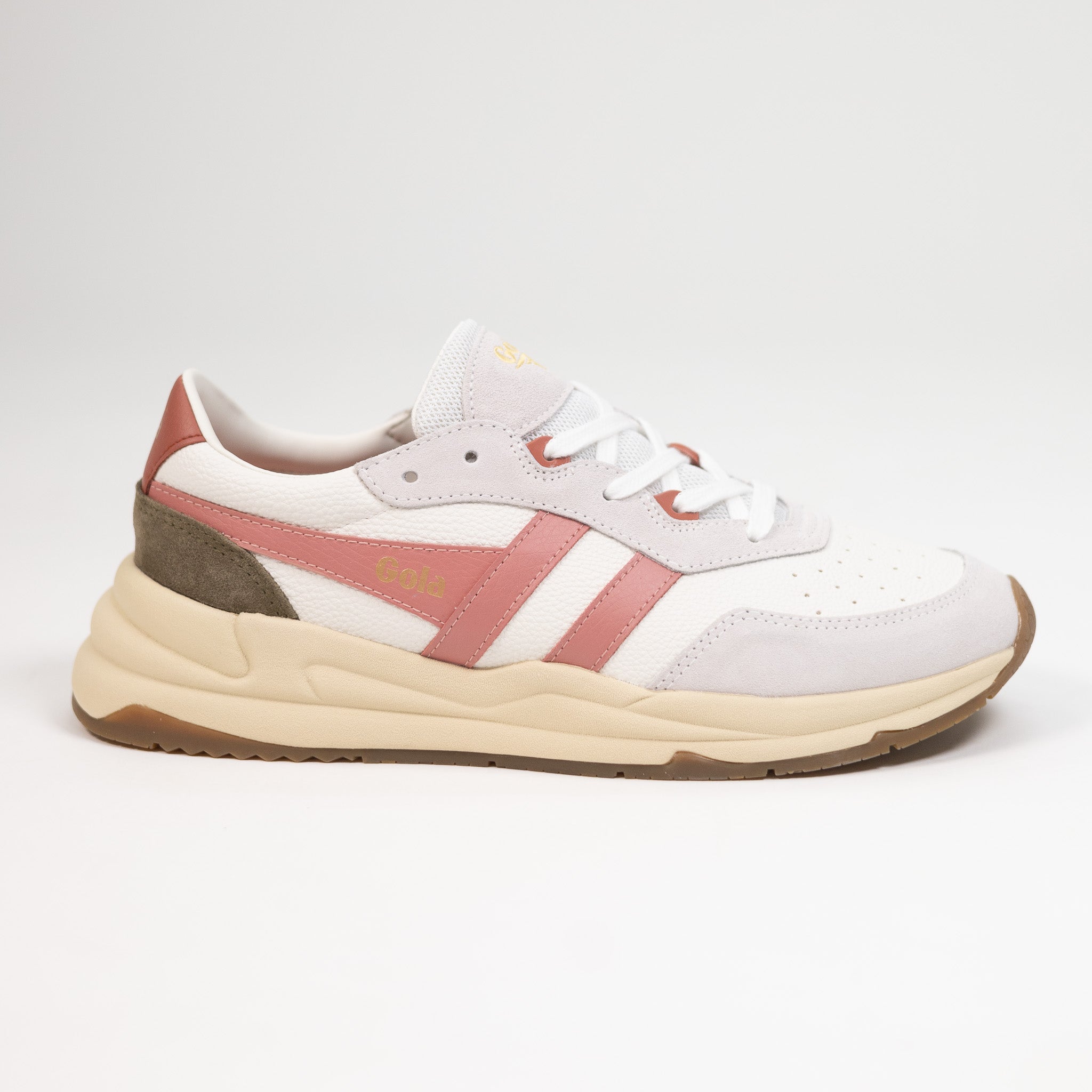 Gola Classics Women's Saturn Sneakers - White/Coral Pink/Khaki
