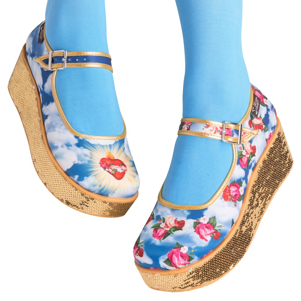 Chocolaticas Sacred Heart Women’s Fabric Mary Jane Platform