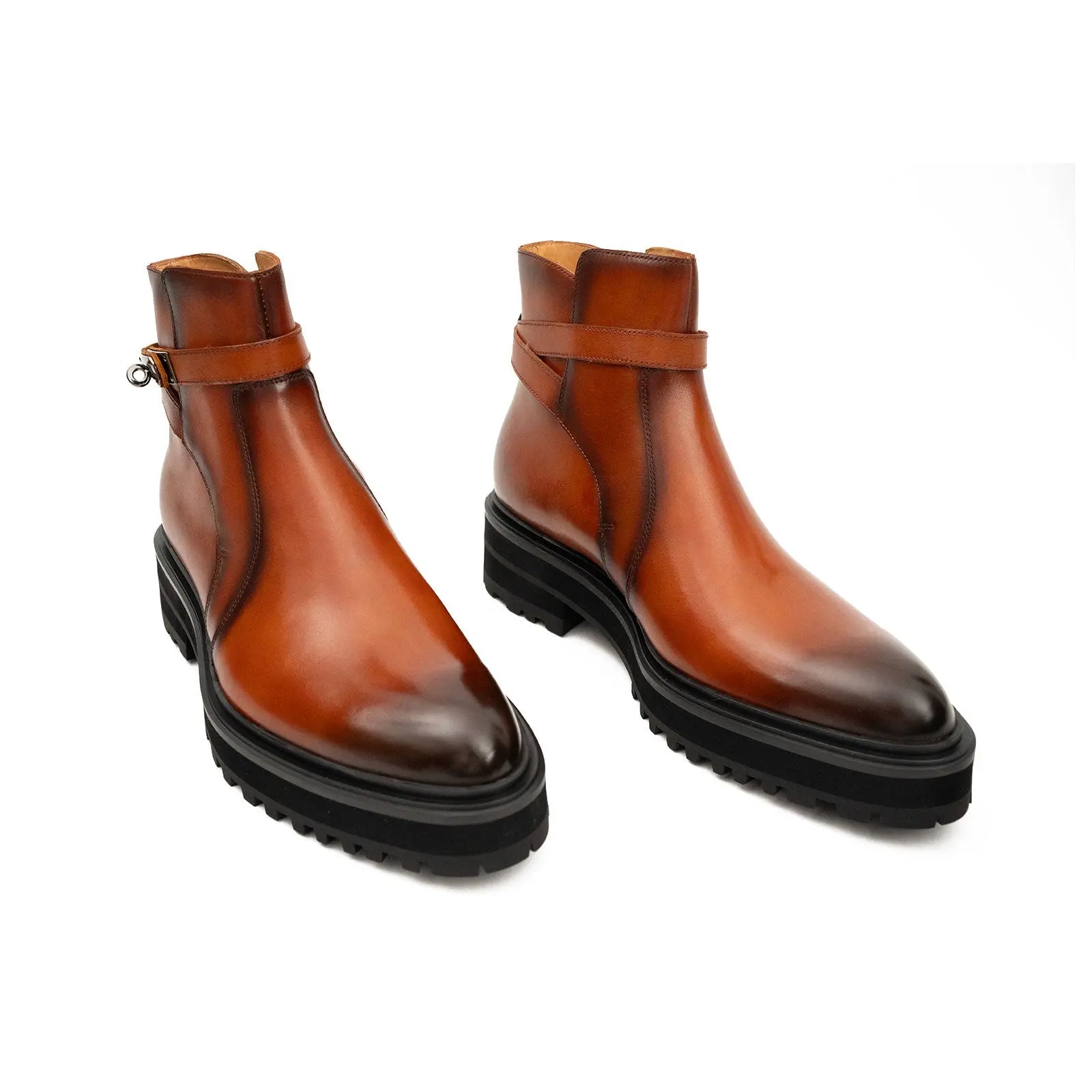 Buckled Chelsea Boots Everyday Wear Men's Calfskin Brown