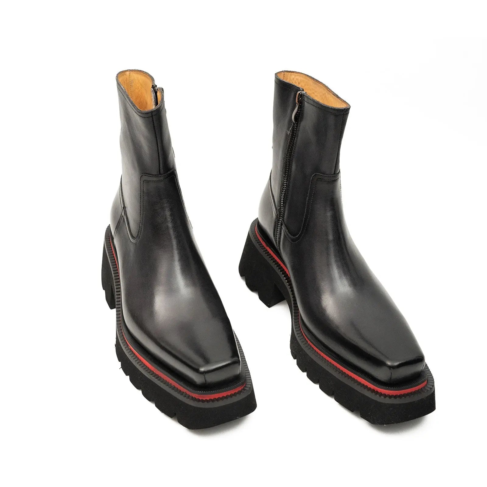 Chelsea Boots Men’s Calfskin Black Side Zip Thick Sole