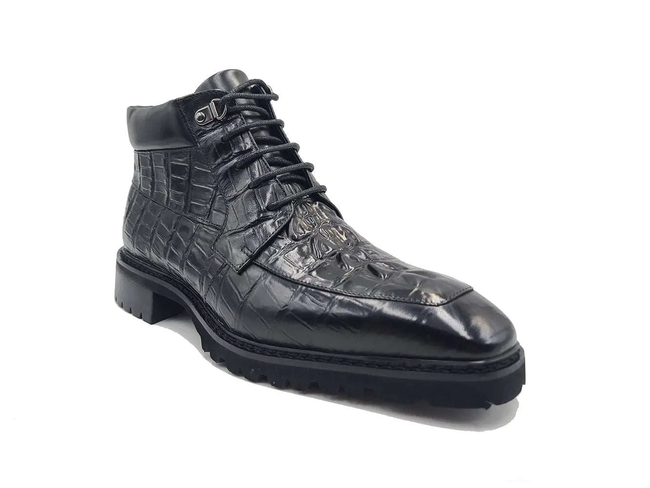 Alligator Embossed Lace Up Boots Men's Calfskin Leather KB516-50