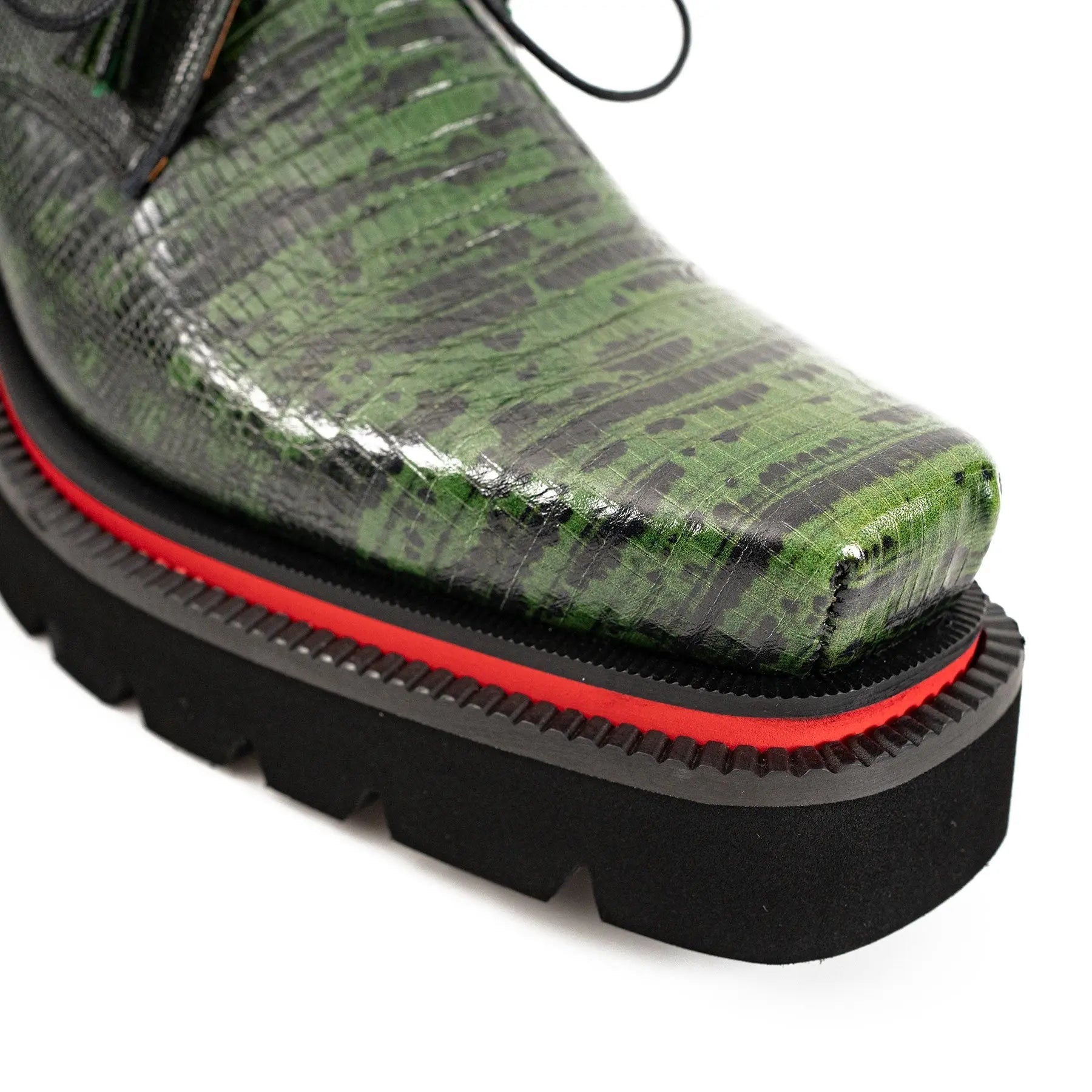 Men's Leather Derby Shoes Snake Print Platform Premium