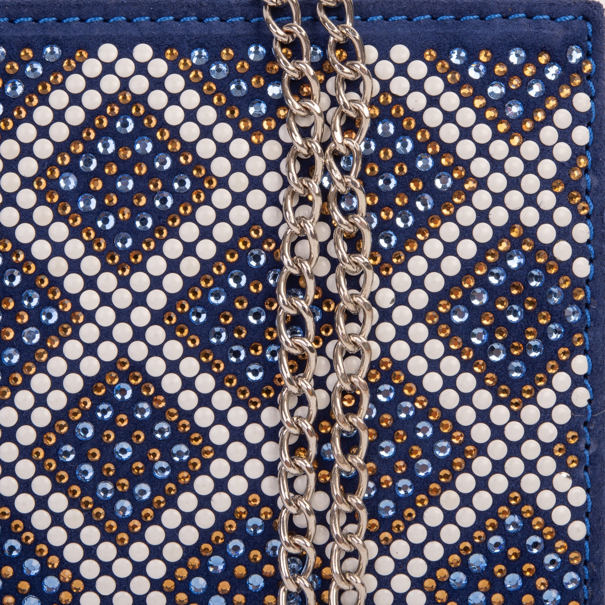 The Nampula Sax Blue Glitter Suede Leather Small Clutch