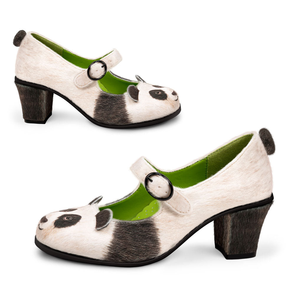Chocolaticas Panda Women’s Vegan Fur Mary Jane Pump