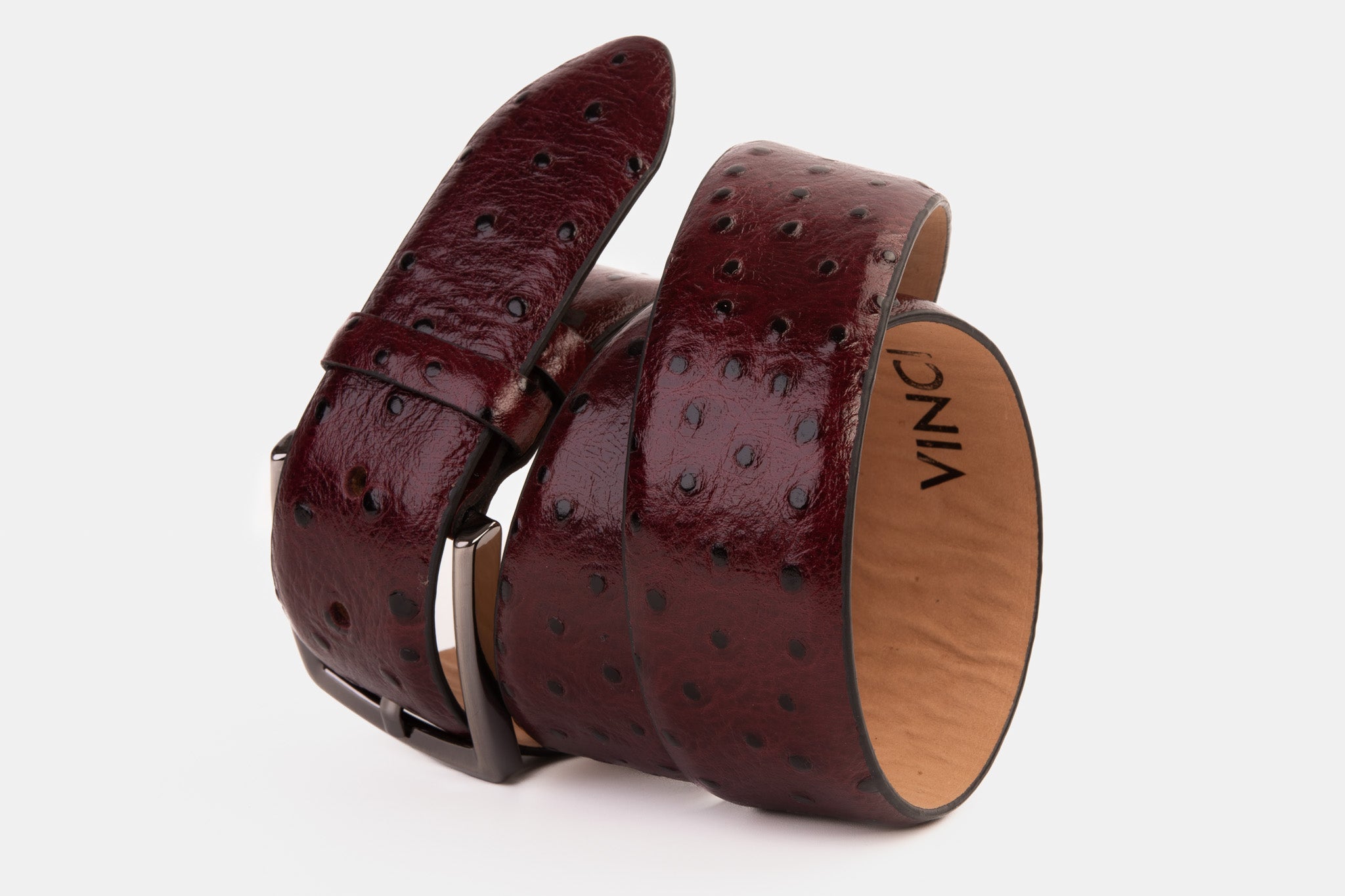 The Porto Alegre Burgundy Leather Belt