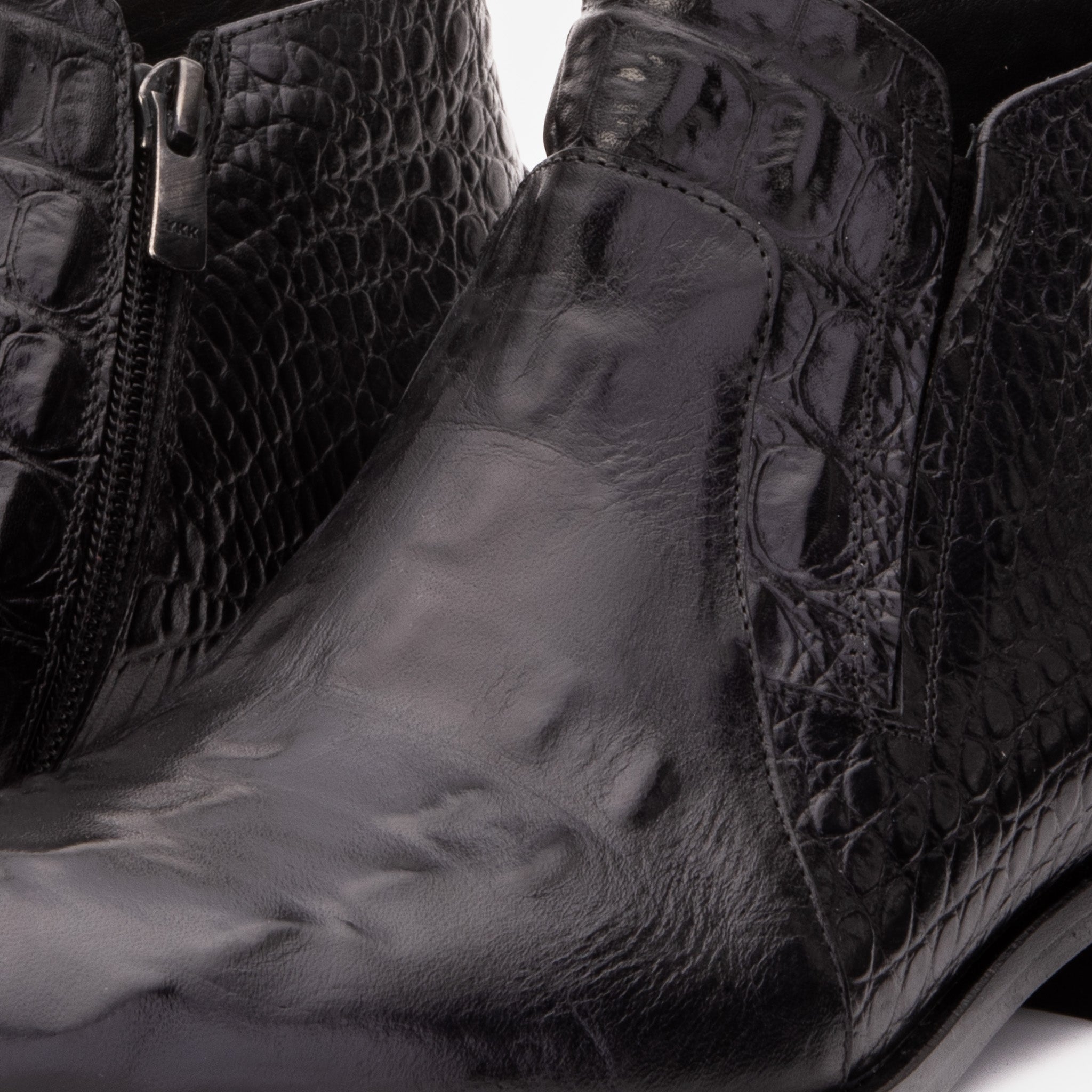 The Randor Black Crocodile Leather Side-Zip Dress Ankle Men Boot