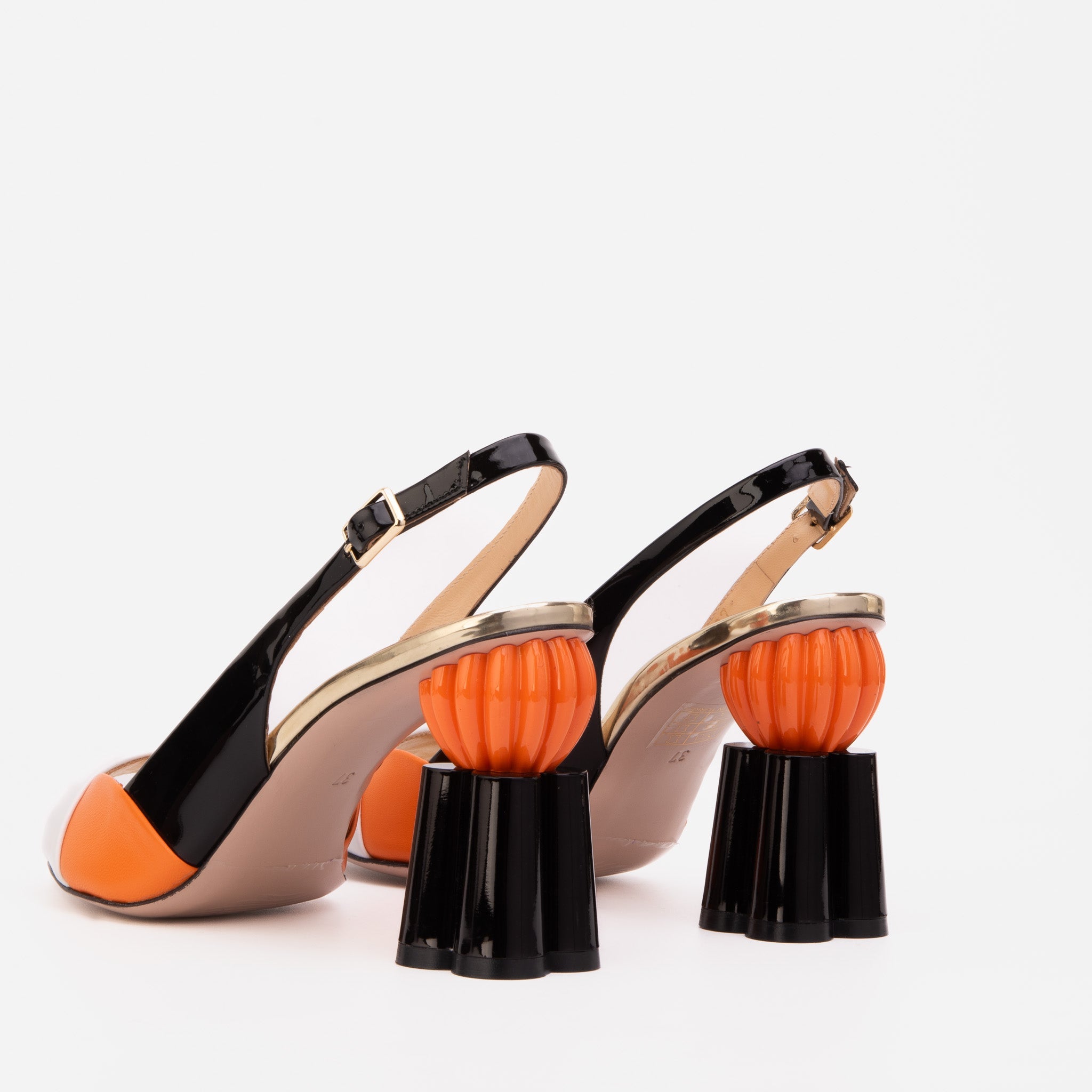 The Rize Multicolor Pumpkin Heel Leather Women Sandal