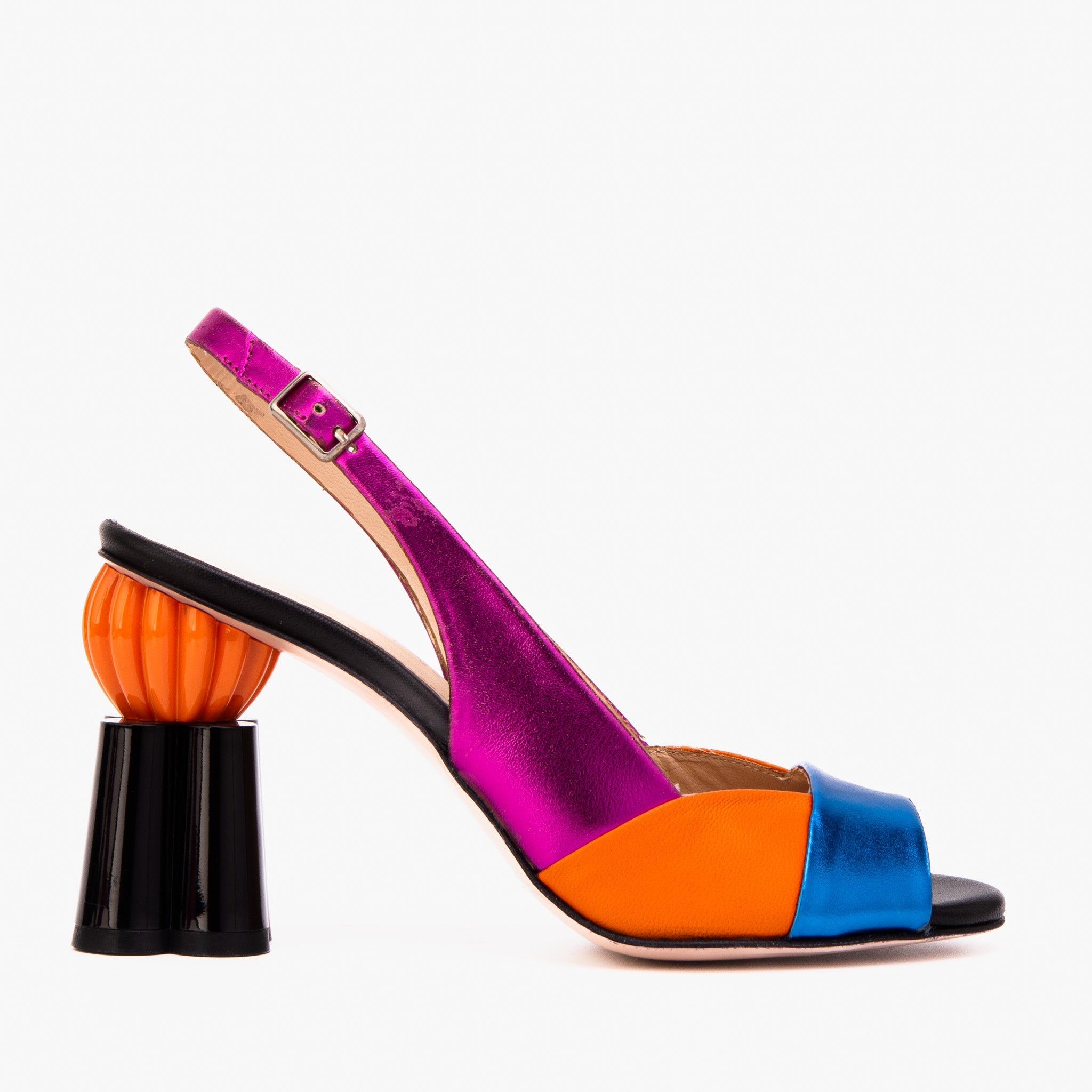 The Rize Multicolor Pumpkin Heel Leather Women Sandal