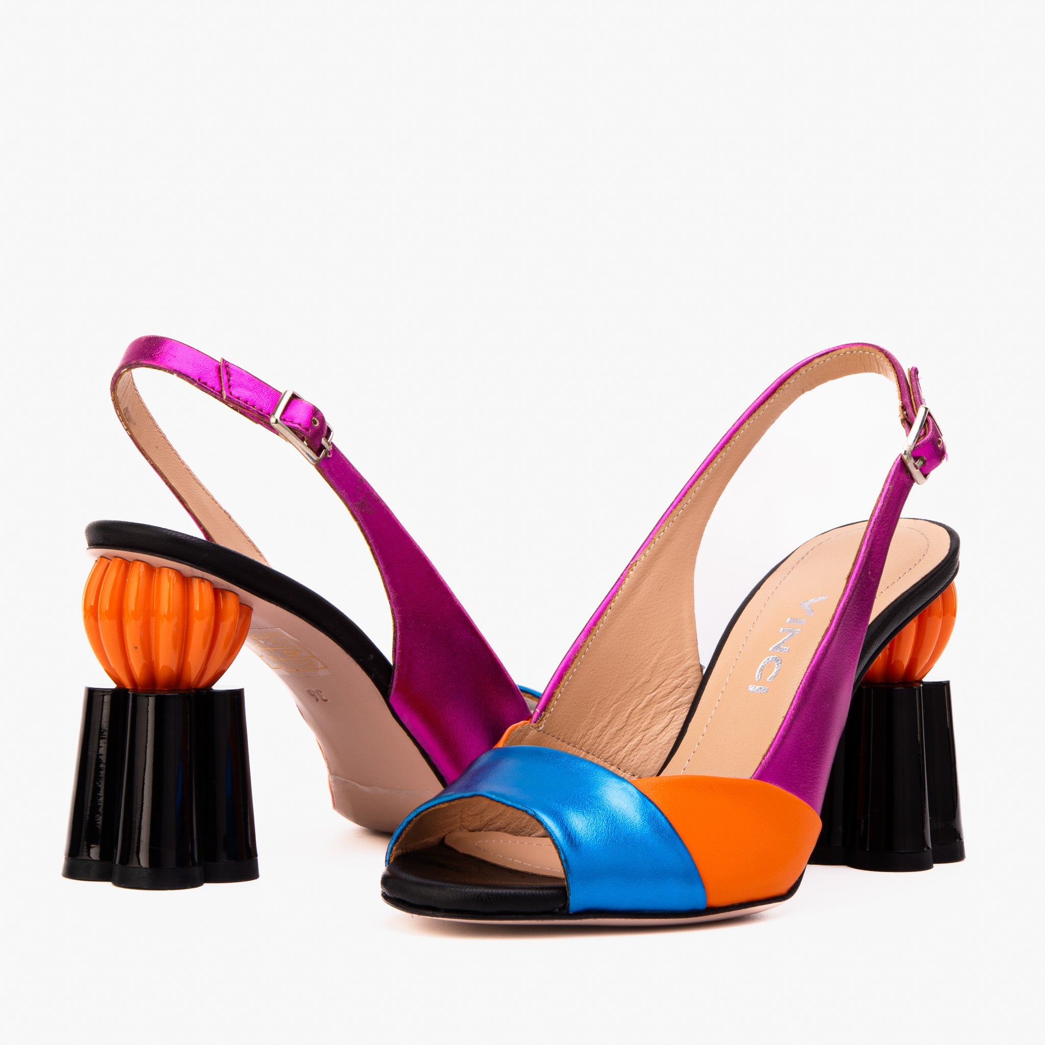 The Rize Multicolor Pumpkin Heel Leather Women Sandal