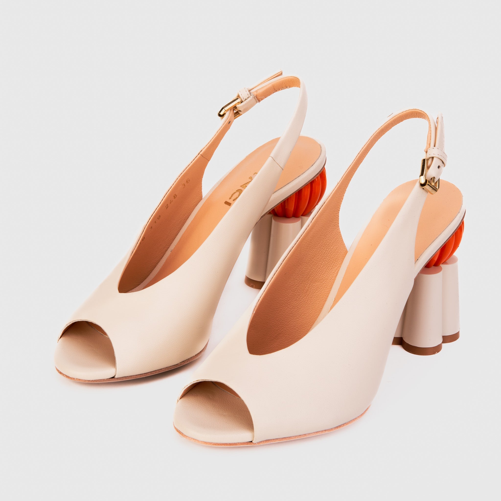 The Cimla Cream Leather Pumpkin Heel Women Sandal