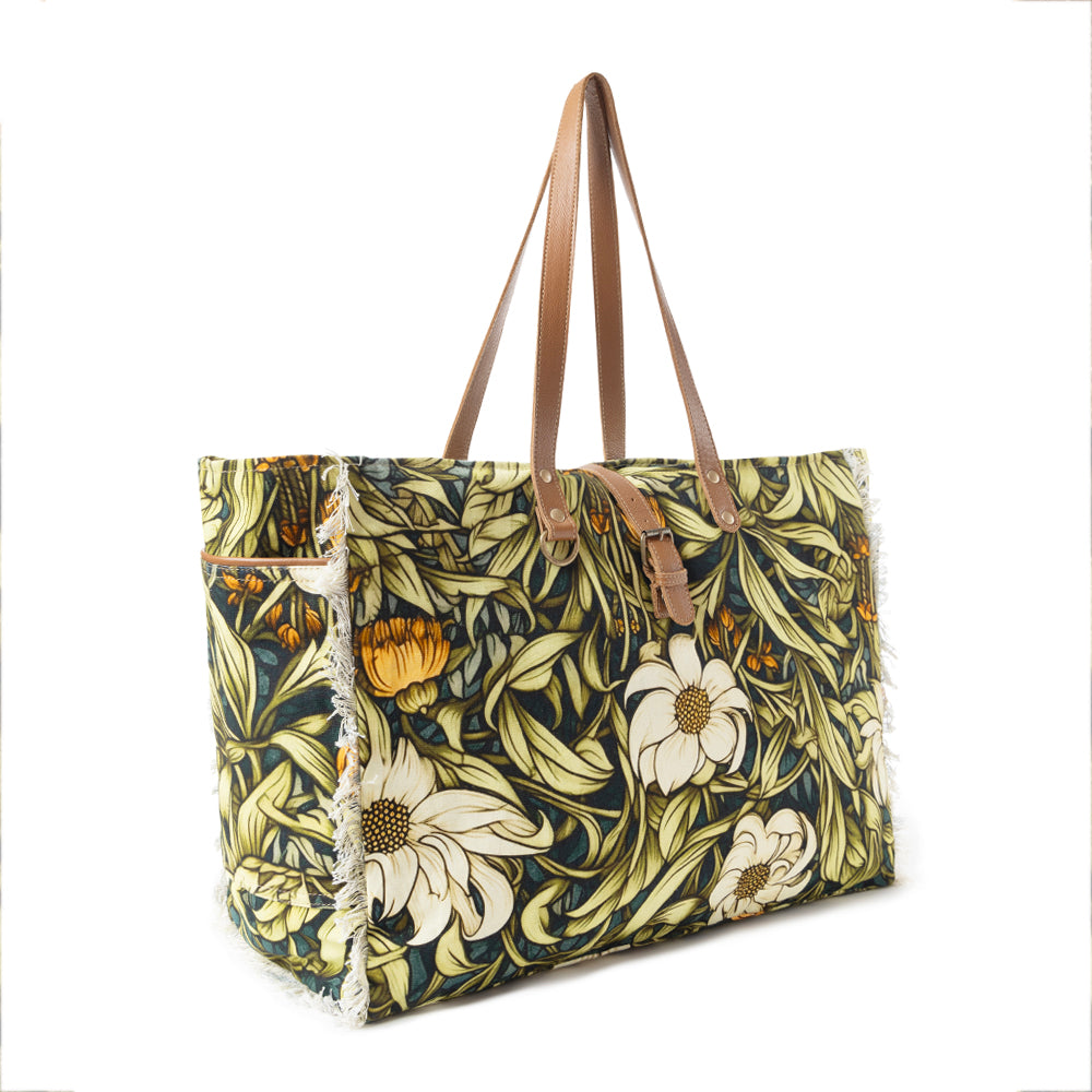 Lovely Florals Weekender Bag In Dark Green