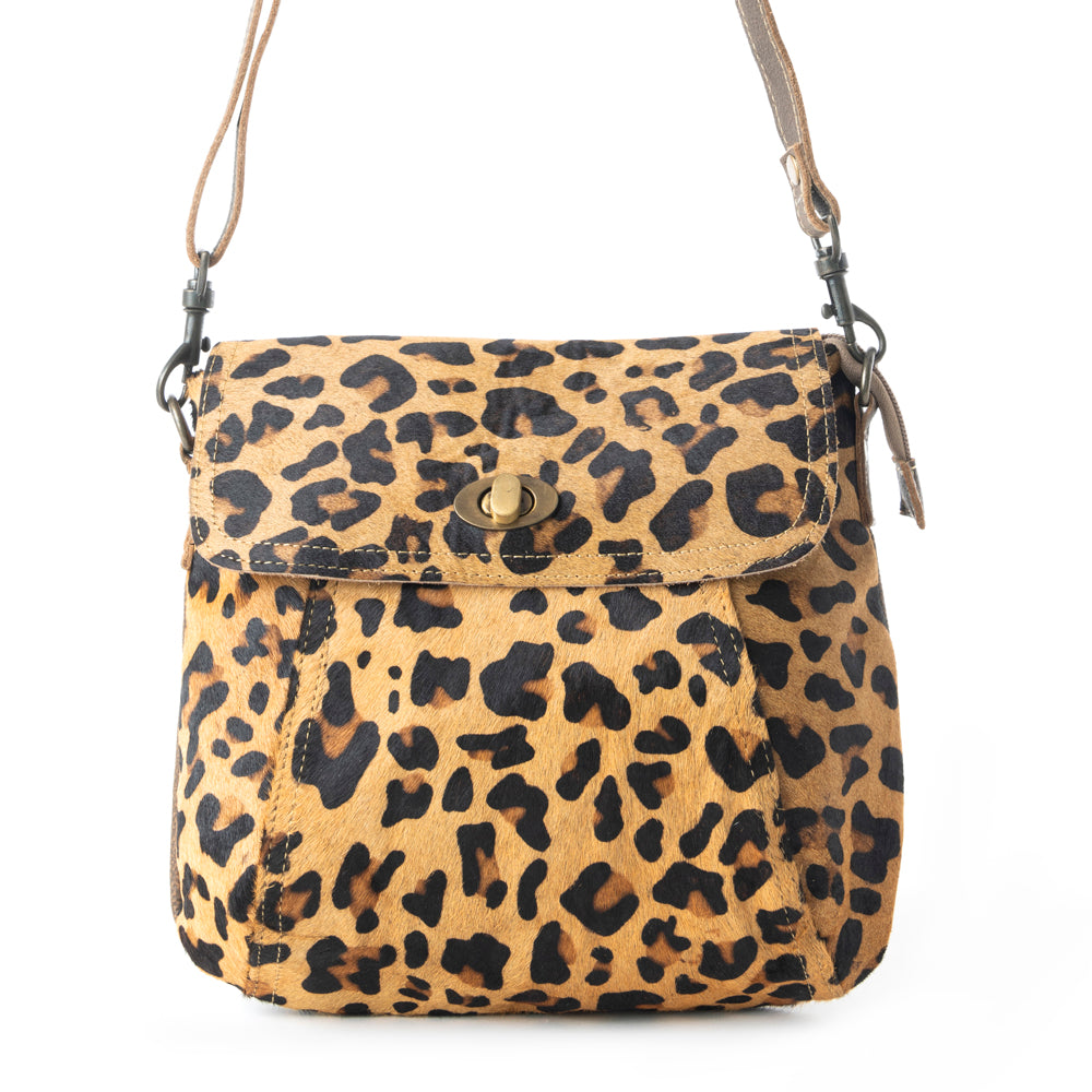 BULLSEYE LEATHER AND HAIRON BAG