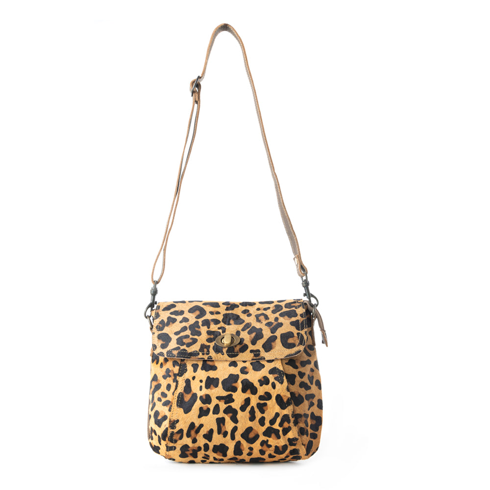 BULLSEYE LEATHER AND HAIRON BAG