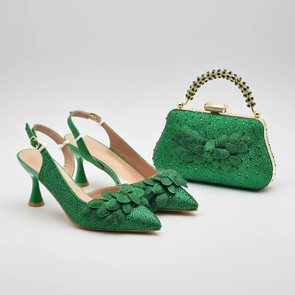 Edleess Fashion Bridal Italian Design Luxury Women's Pointed Toe Shoes Bag Set ED119