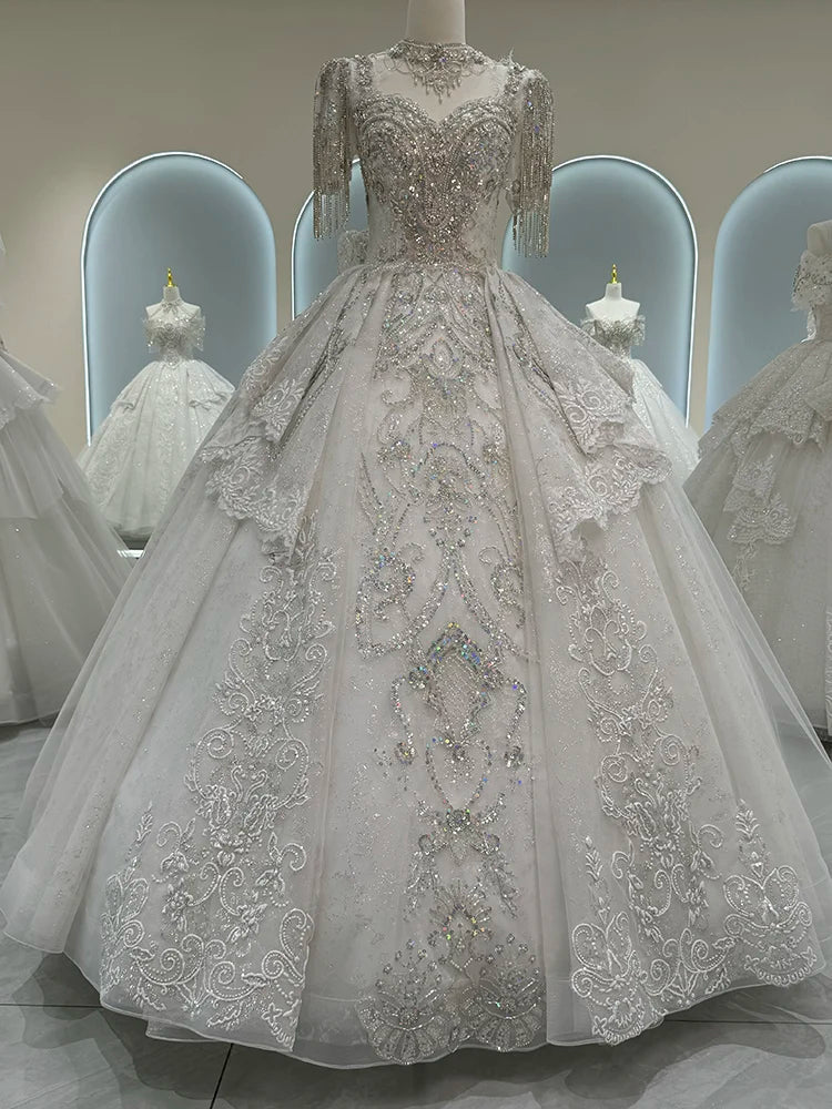 Luxurious Off Shoulder French Wedding Dress EDW325