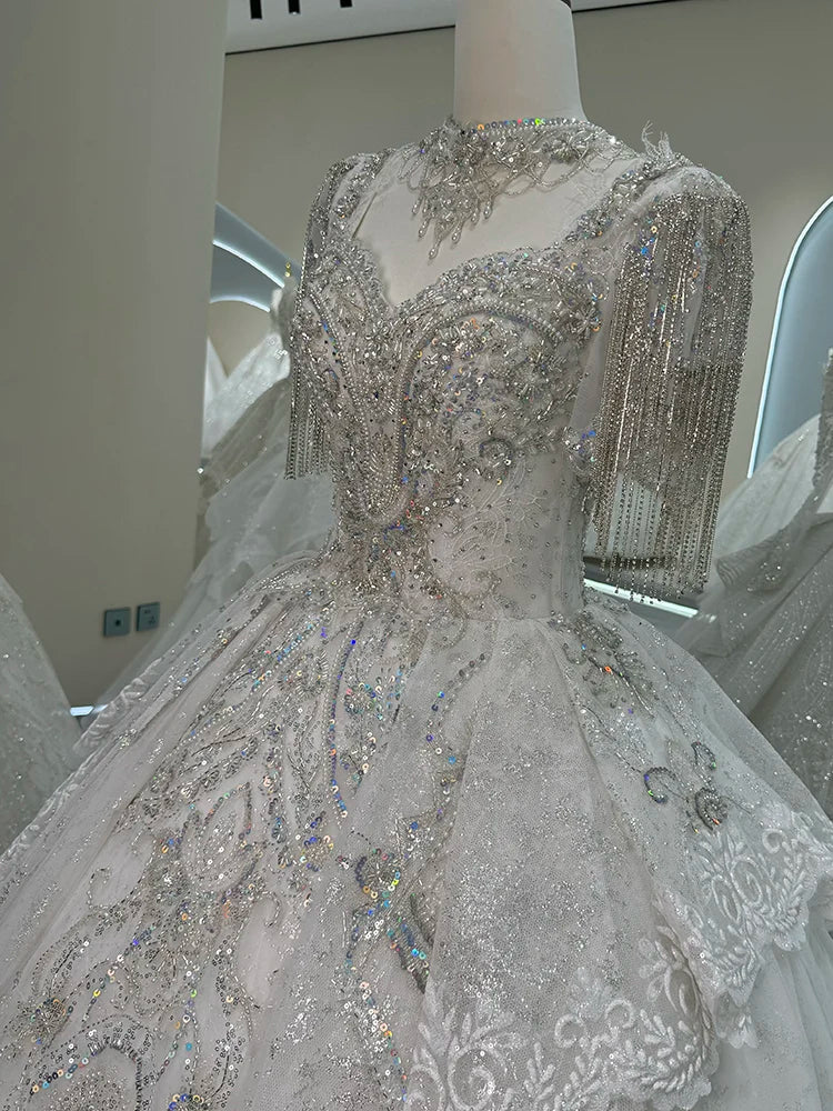 Luxurious Off Shoulder French Wedding Dress EDW325