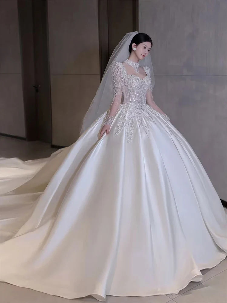 Luxurious French Satin Wedding Dress EDW105