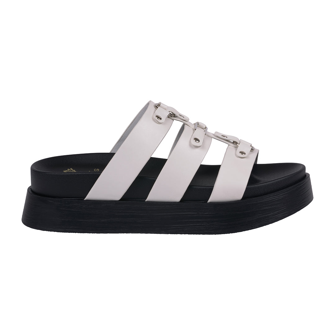 GC Shoes Women's Stevie White Strappy Slide Platform Sandals
