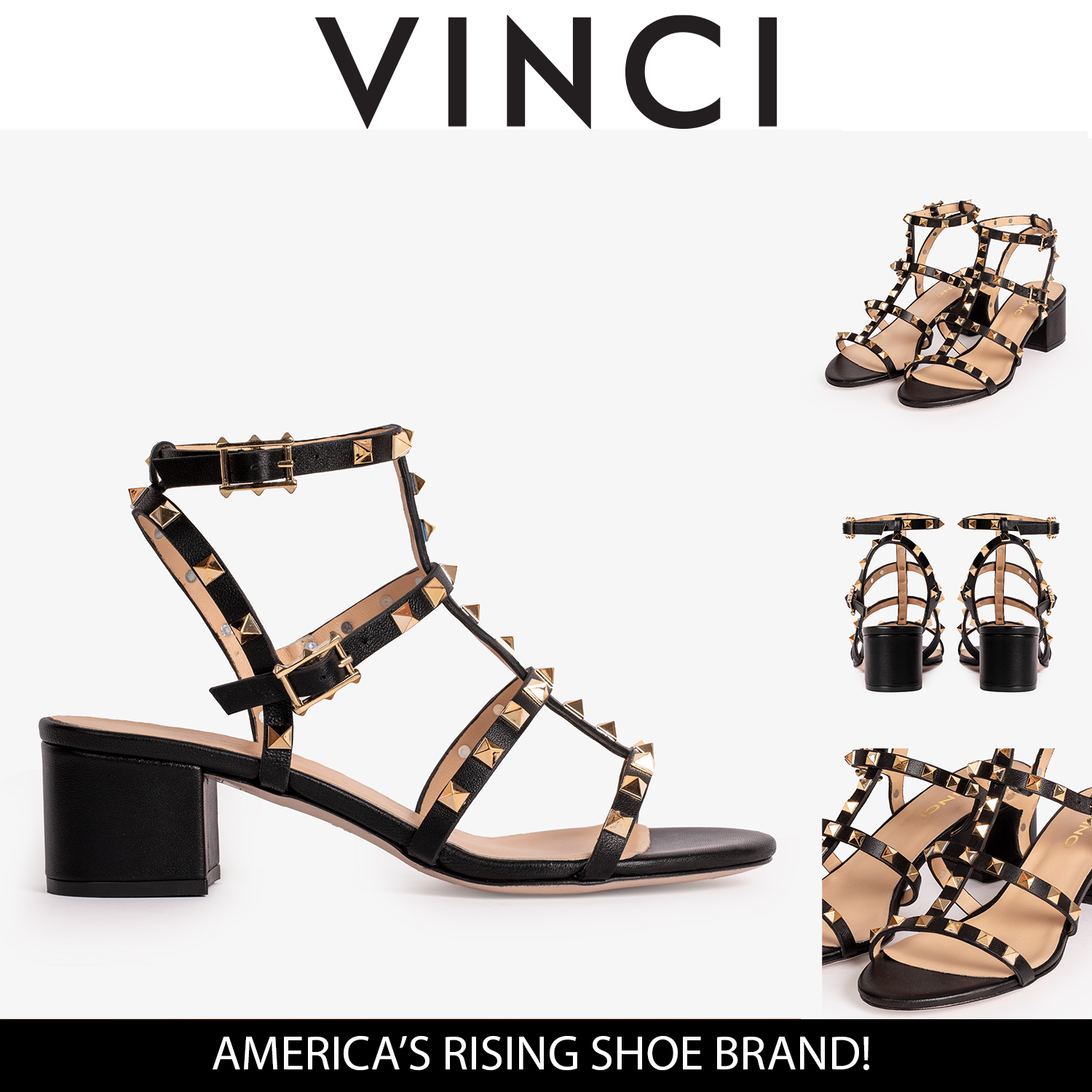 The Nejapa Black Multi Strap Leather Women Sandal