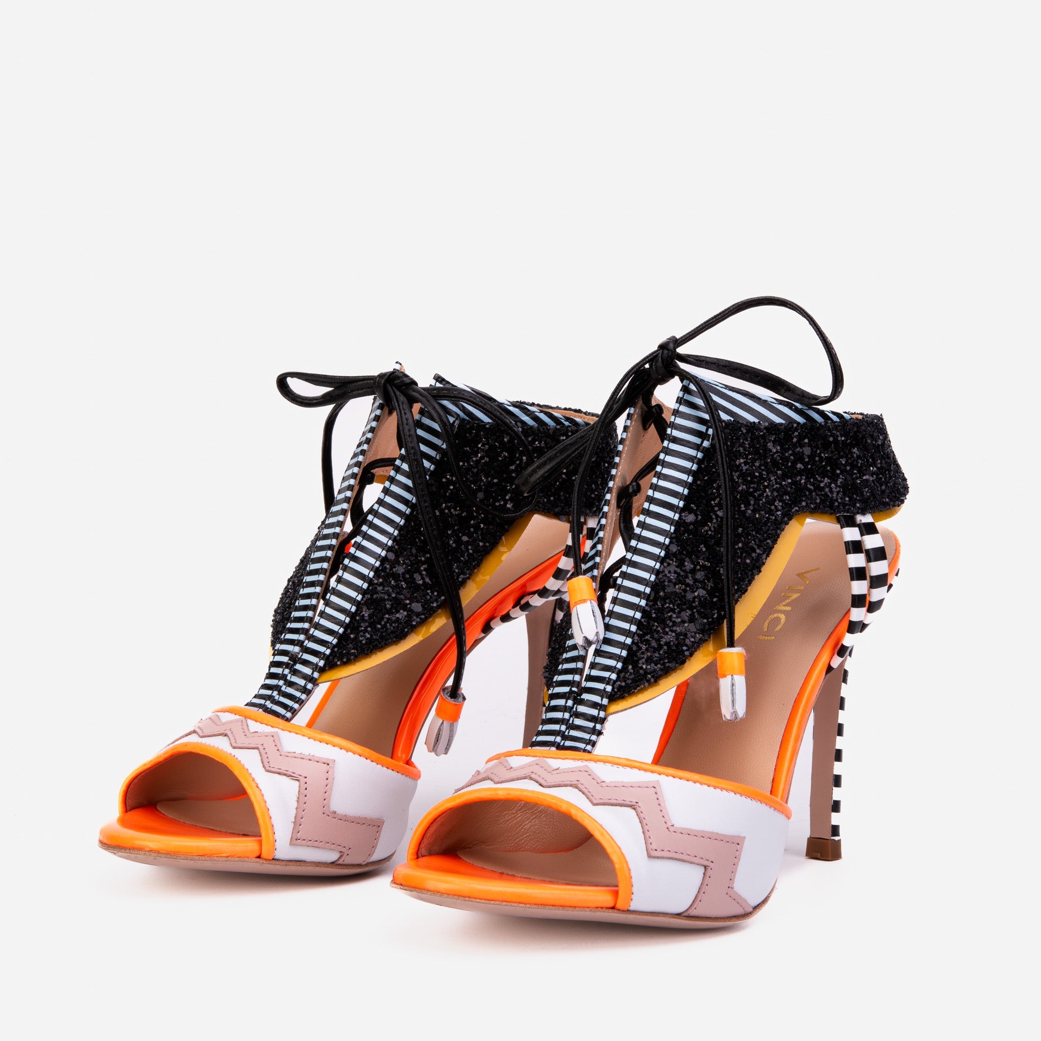 The Santa Amaro Orange Glitter Leather Women Sandal