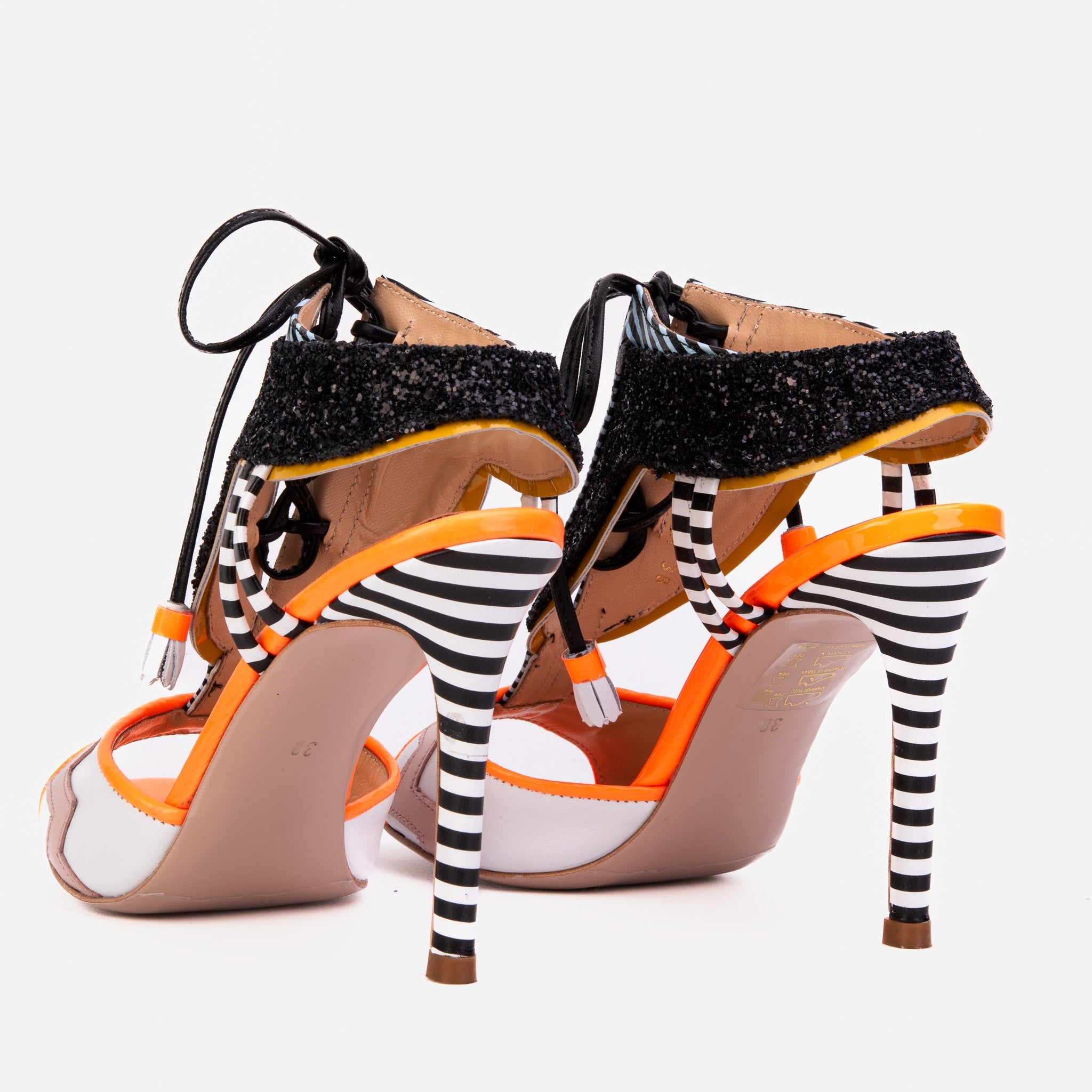 The Santa Amaro Orange Glitter Leather Women Sandal