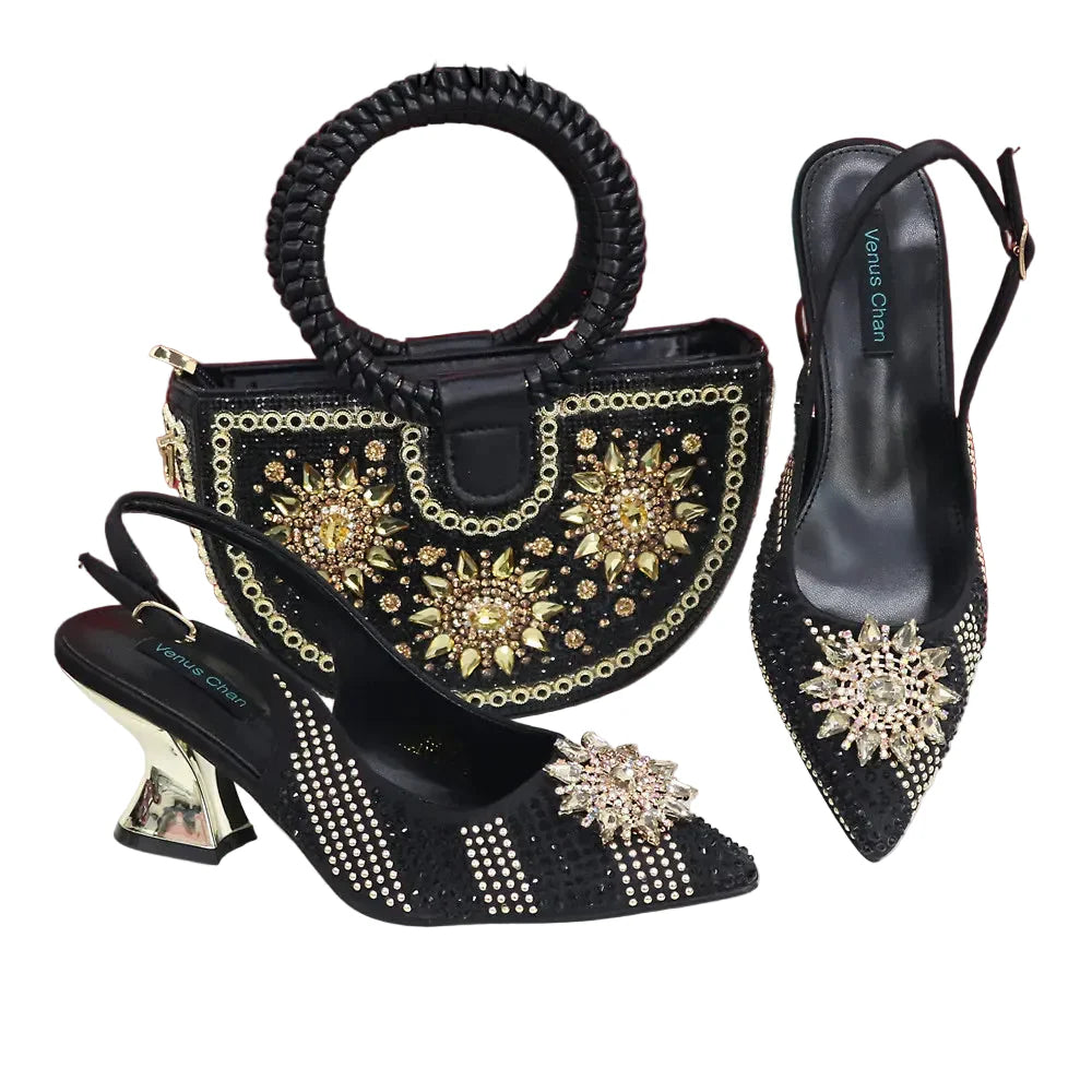 Edleess Fashion Bridal Italian Design Evening Bag Paired With Shoes NGTR65