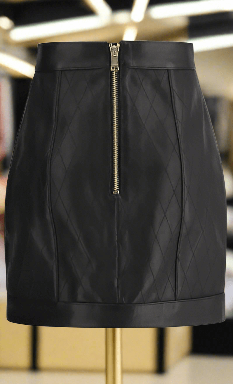 Balmain Paris Miniskirt Women’s Leather Black