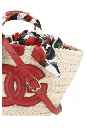Dolce And Gabbana Raffia Handbag Floral Applique Raffia
