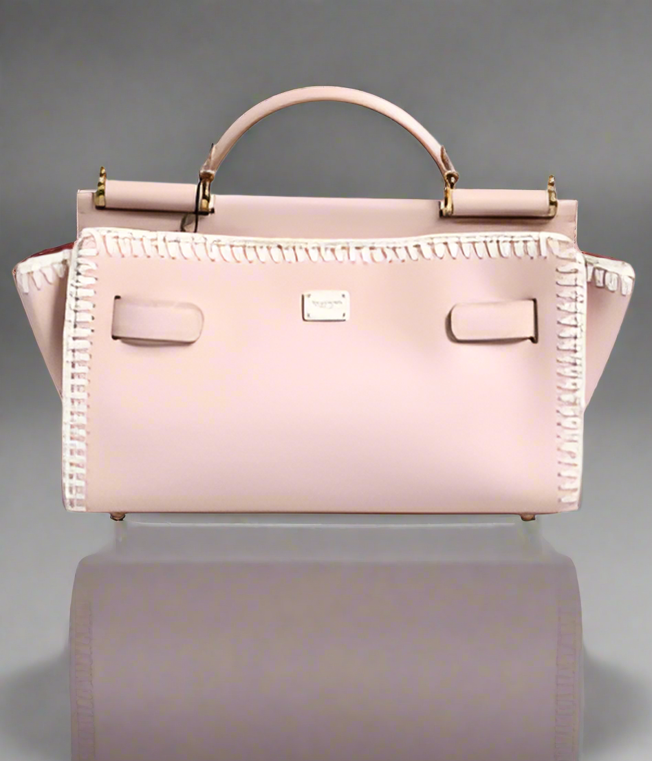 Dolce & Gabbana LIGHT PINK LOGO PLAQUE SOFT LEATHER STRAP CROSSBODY BAG