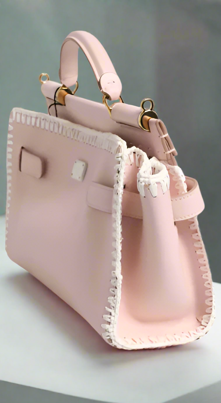 Dolce & Gabbana LIGHT PINK LOGO PLAQUE SOFT LEATHER STRAP CROSSBODY BAG