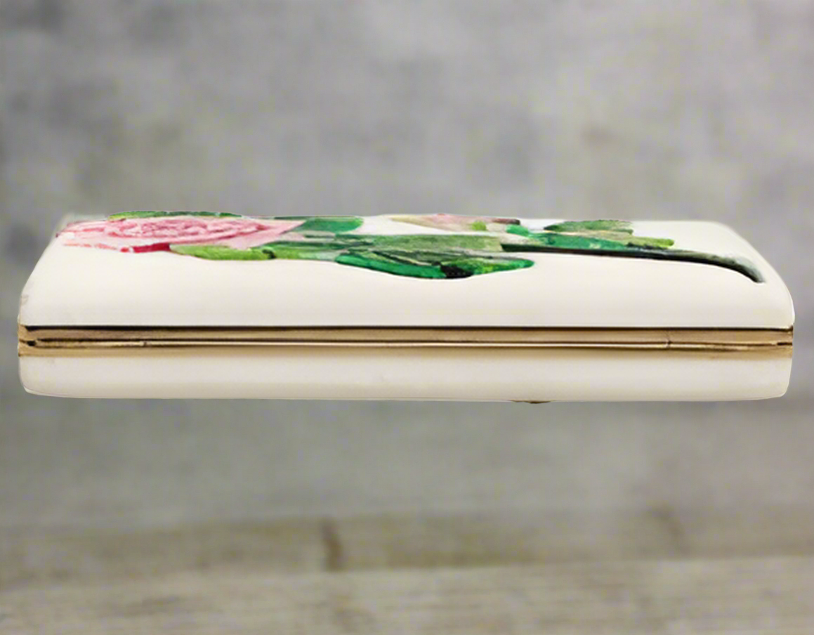 Dolce & Gabbana WHITE ROSE FLORAL FAUX PEARL MICROBAG CROSSBODY BAG