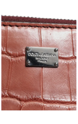 Dolce & Gabbana BORDEAUX CROC LEATHER LOGO PLAQUE MEN BRIEFCASE BAG