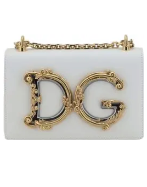 Dolce & Gabbana white leather LOGOED SHOULDER BAG