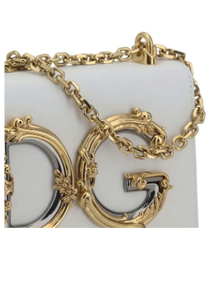 Dolce & Gabbana white leather LOGOED SHOULDER BAG