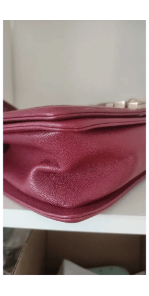 CHANEL RED LEATHER PRELOVED LAMBSKIN DOUBLE GOLD CHAIN MEDIUM SHOULDER BAG