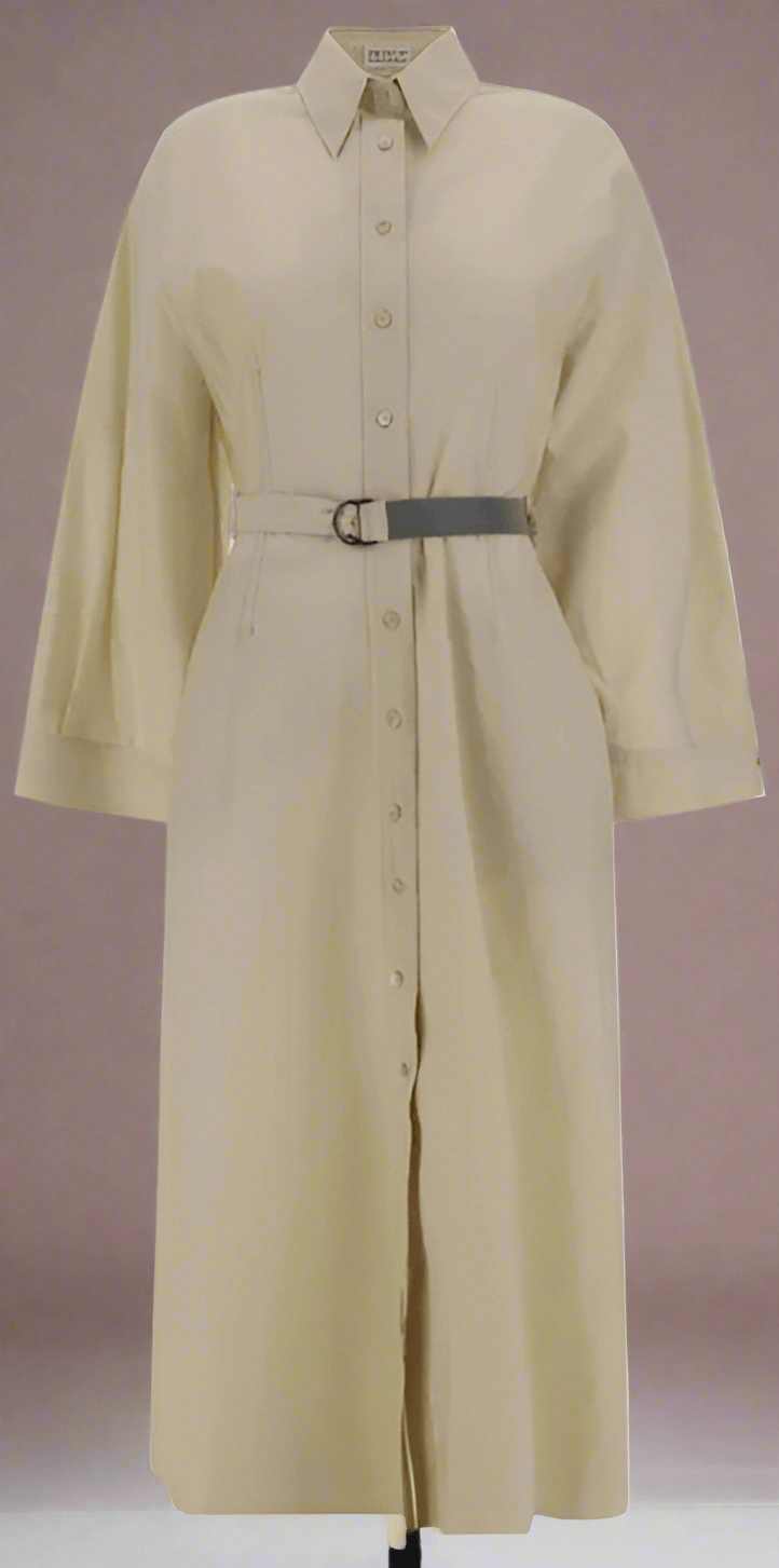 Brunello Cucinelli beige belted LONG DRESS