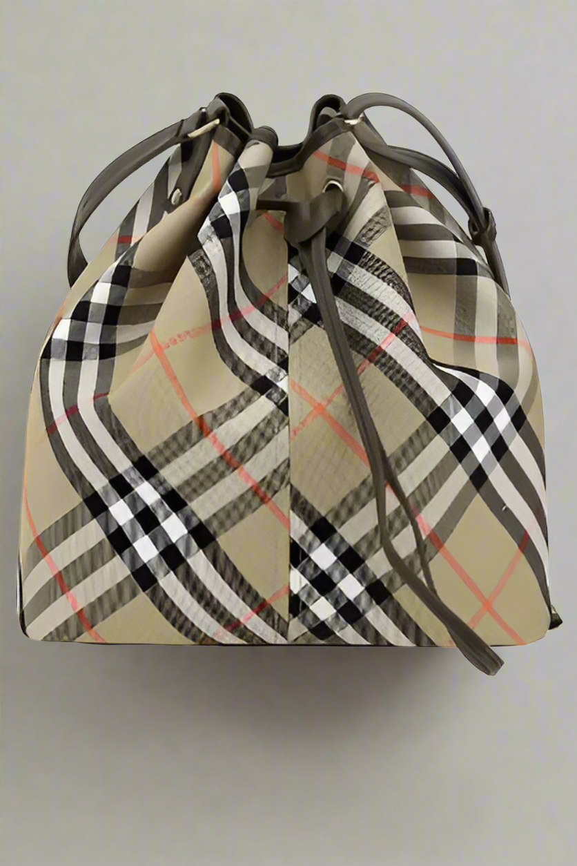 BURBERRY ARCHIVIO CHECK BUCKET BAG