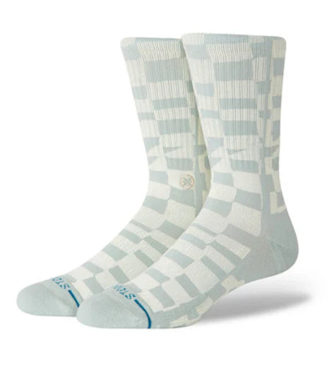 Stance Cotton Crew Sock - Wave Check - Pale Blue