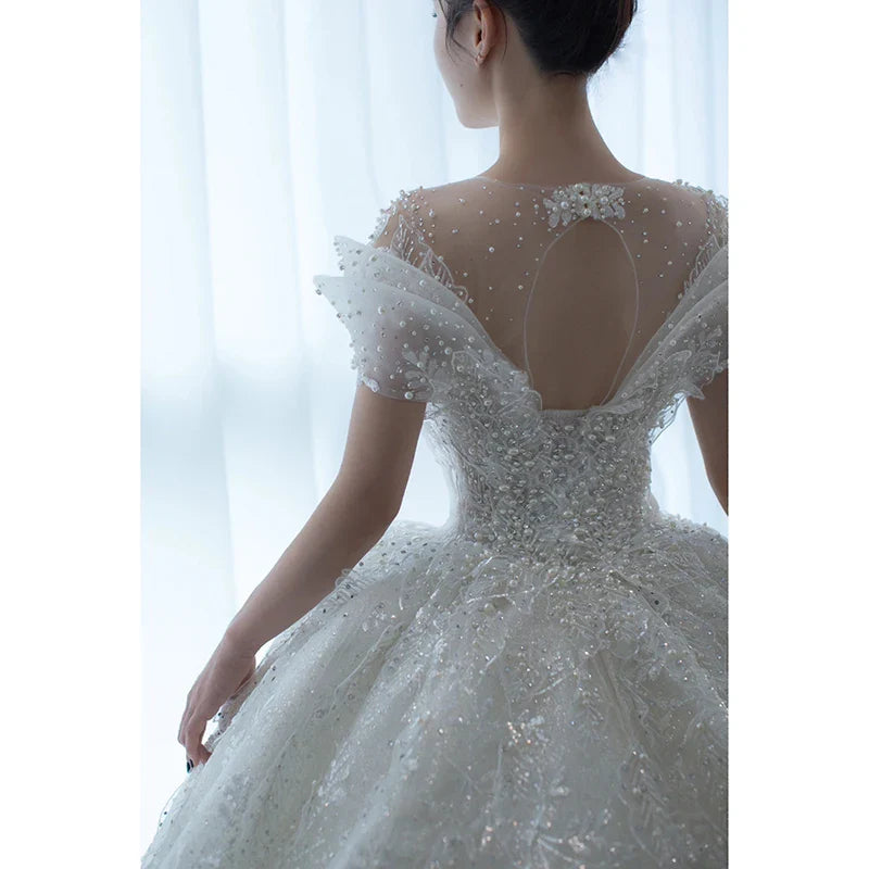 Luxury Princess Wedding Gown With Pearls EDW237