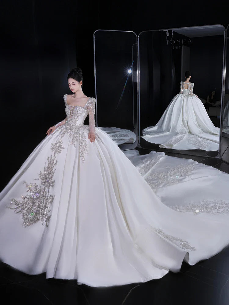 Luxurious Satin Wedding Dress EDW321