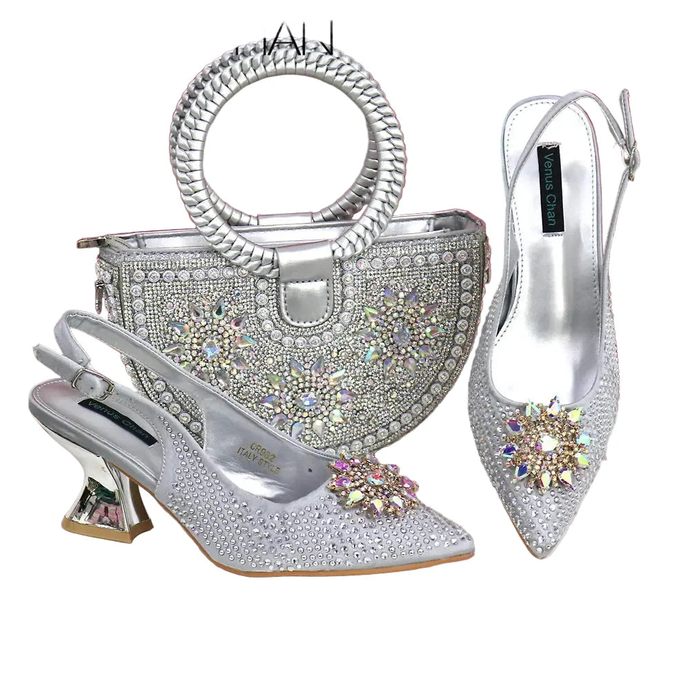 Edleess Fashion Bridal Italian Design Evening Bag Paired With Shoes NGTR65