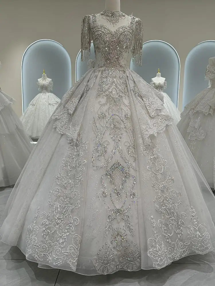 Luxurious Off Shoulder French Wedding Dress EDW325