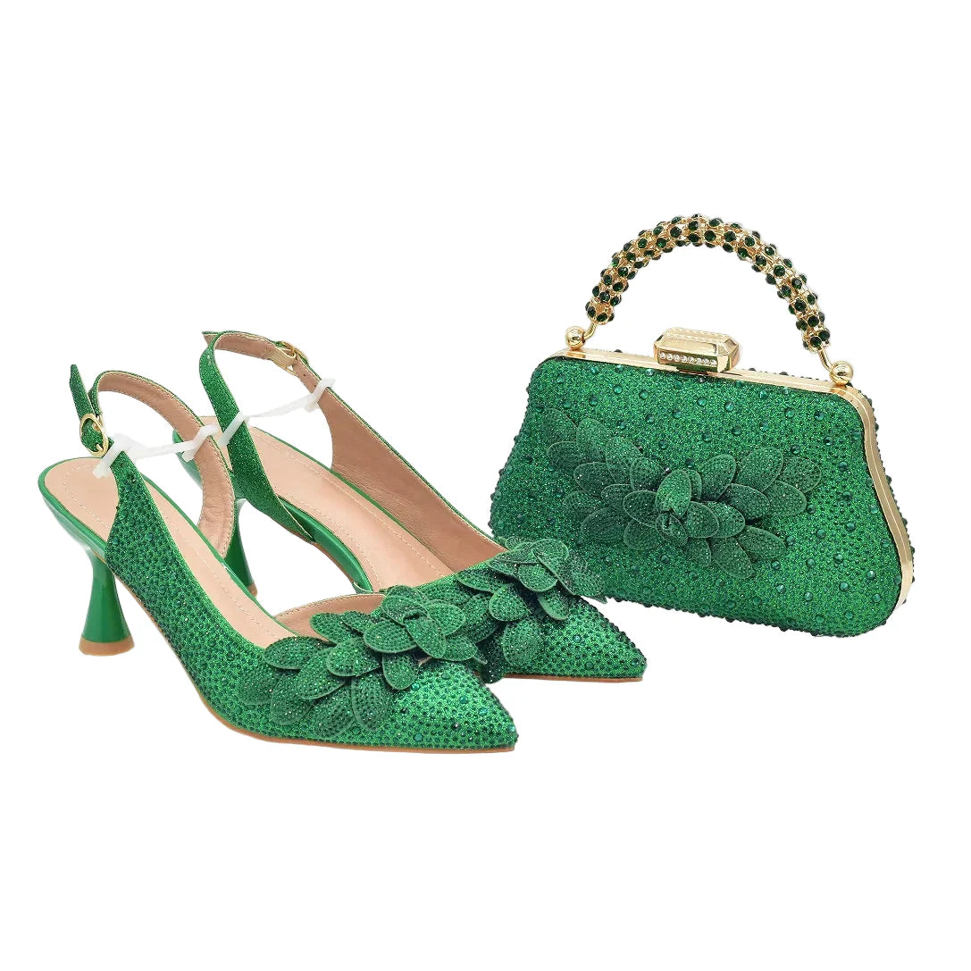 Edleess Fashion Bridal Italian Design Luxury Women's Pointed Toe Shoes Bag Set ED119
